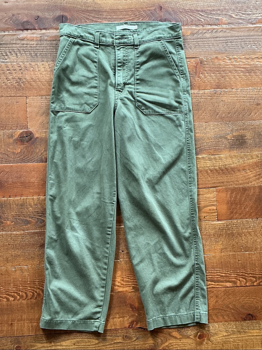 Levi's Olive Green Cropped Straight-Leg Pants